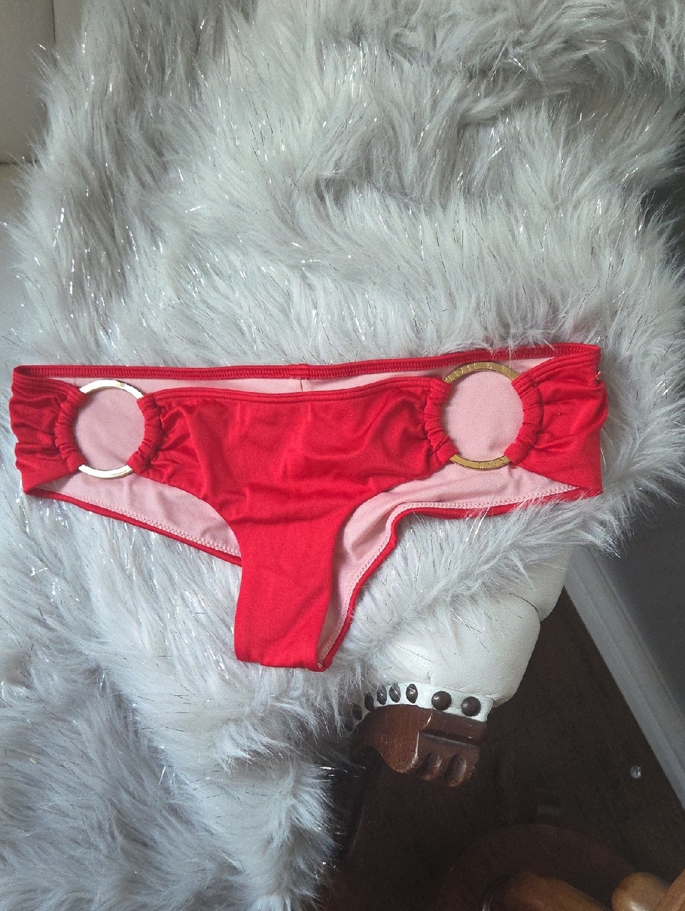 Victoria's Secret Red and Pink Ring-Accent Bikini Bottoms
